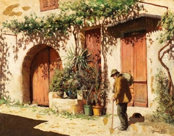 Calle De Pueblo Con Anciano Oil Painting by Jose Blanco Coris