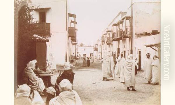 Oasis De Biskra, (femmes De La Tribu Des Ouled Nails), Circa 1860 Oil Painting by Jean-Baptiste Alary