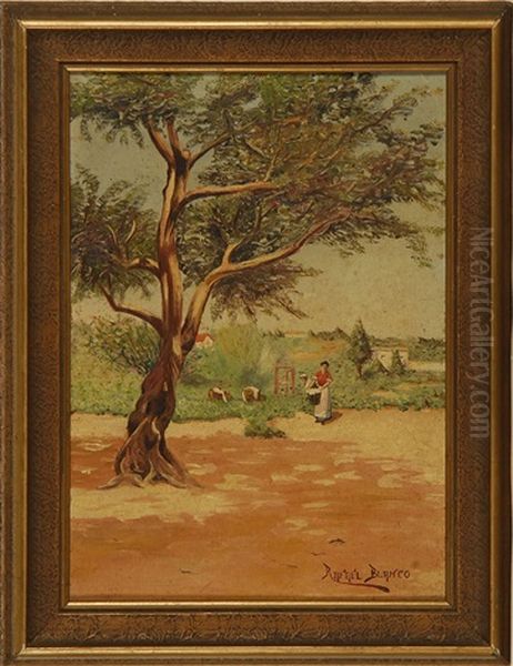 Landscape With Tree (buenos Aires?) Oil Painting by Rafael Blanco Merino