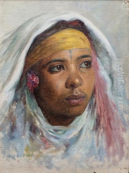 Portrait De Jeune Fille Oil Painting by Jules Blancpain