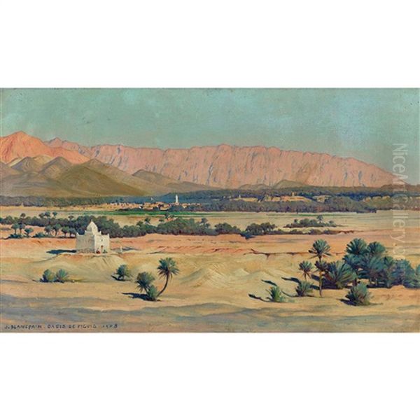 Oasis De Figuig Oil Painting by Jules Blancpain