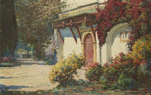 Villa Fleurie Pres D'alger Oil Painting by Jules Blancpain