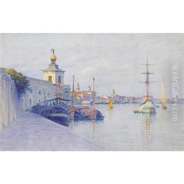 Punta Della Dogana In Venedig Oil Painting by Jules Blancpain