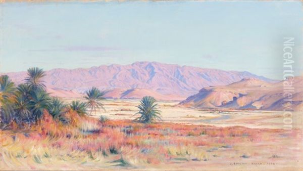 Algerische Landschaft Bei Biskra Oil Painting by Jules Blancpain