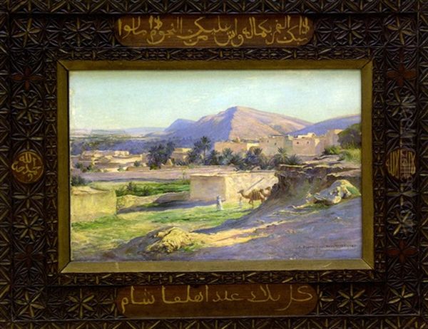 L'oasis De Bou-saada Oil Painting by Jules Blancpain