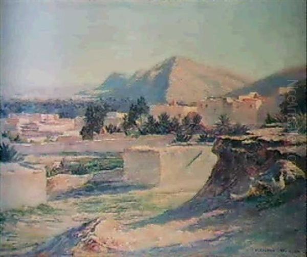 Vue De Bou-saada Oil Painting by Jules Blancpain