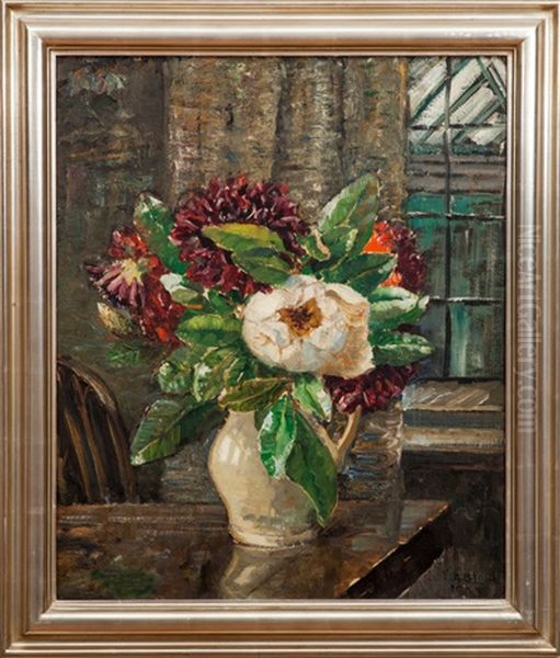 Still Life Of Flower-filled Vase Oil Painting by Emily Beatrice Bland