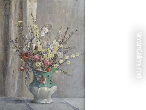 Spring Flowers In A Vase Oil Painting by Emily Beatrice Bland