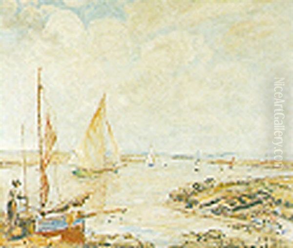 Sailing Boats In An Estuary Oil Painting by Emily Beatrice Bland