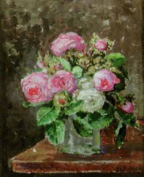 Moss Roses Oil Painting by Emily Beatrice Bland