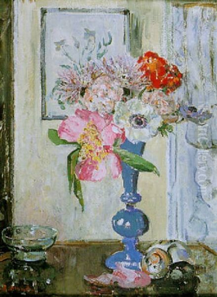 Flowers In Bristol Vase Oil Painting by Emily Beatrice Bland