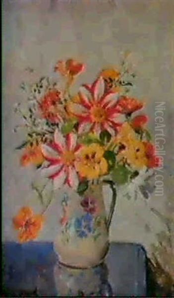 Still Life With Flowers In A Jug Oil Painting by Emily Beatrice Bland