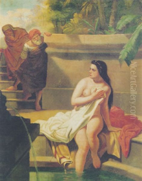 La Casta Susana En El Bano Oil Painting by Juan Manuel Blanes