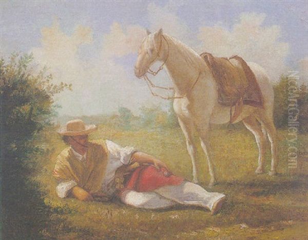 Descanso Oil Painting by Juan Manuel Blanes