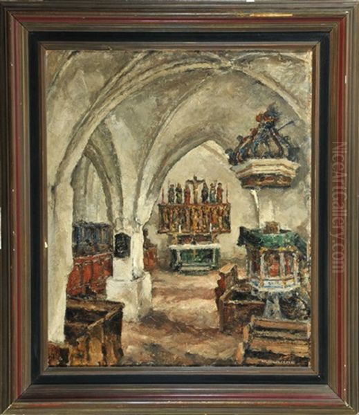 Gotisches Kirchengewolbe Mit Blick Auf Den Flugelaltar Oil Painting by Wilhelm Blanke