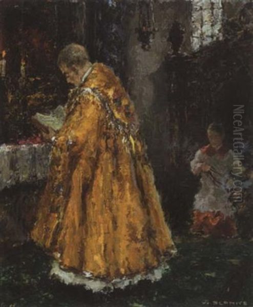 Priester Und Ministrant Am Altar Oil Painting by Wilhelm Blanke