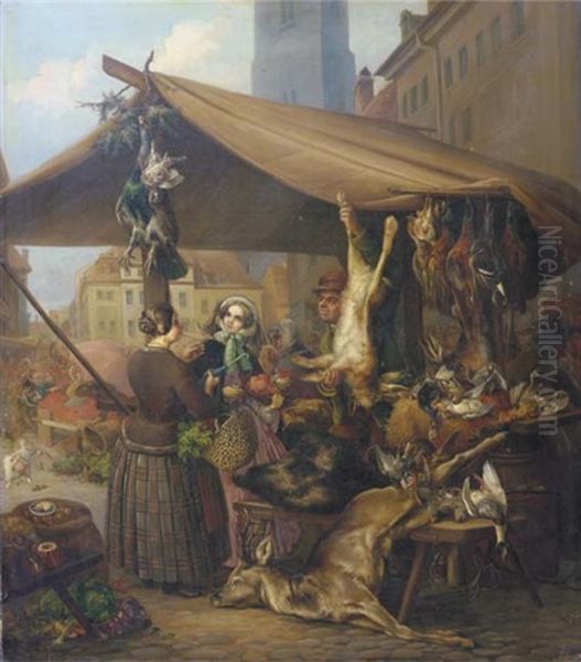 The Game Seller Oil Painting by Adolf Blankenburg