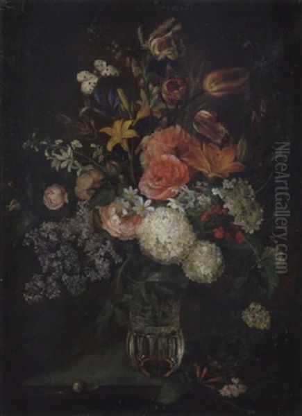 Blumenstilleben Mit Vogelnest Und Schnecke Oil Painting by Adolf Blankenburg