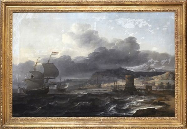 Hamninlopp Med Segelfartyg Vid Begynnande Storm Oil Painting by Jan Theunisz Blankerhoff