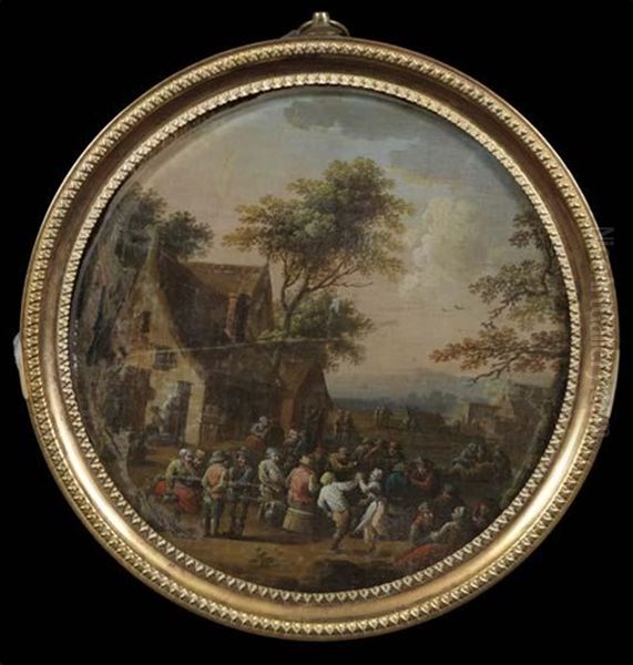 Scene De Taverne (+ Fete Villageoise; Pair) Oil Painting by Jacques Willem Van Blarenberghe