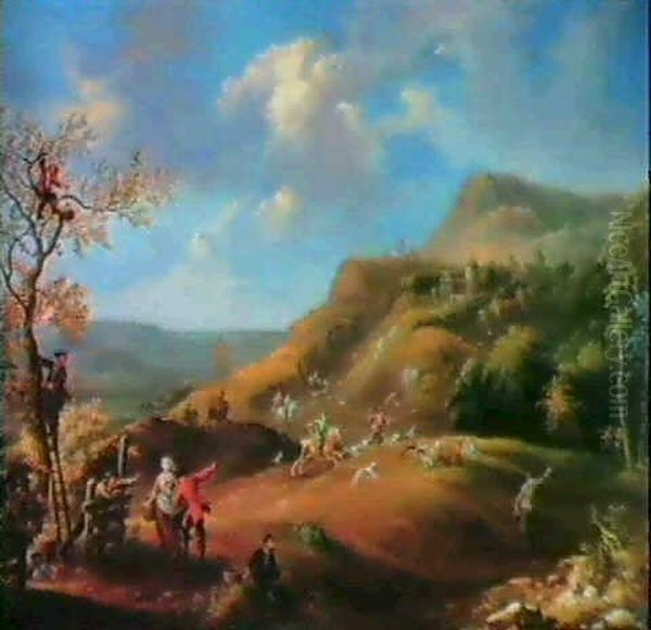 Scene De Chasse Au Cerf by Jacques Willem Van Blarenberghe