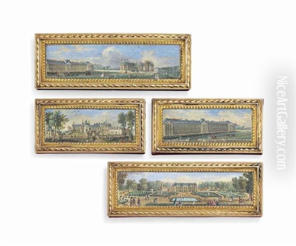 Views Of Castles Having Belonged To The Duc De Penthievre (1725-1793): Rambouillet, Anet, Armainvilliers, And One Other (4 Works) Oil Painting by Louis Nicolas van Blarenberghe