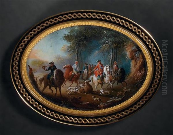 Le Roi Louis Xv A La Chasse, Hallali De Cerf Dans Une Clairiere Oil Painting by Louis Nicolas van Blarenberghe