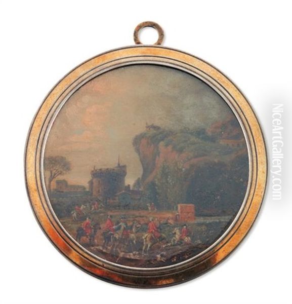 L'equipage Du Roi Louis Xv Chassant A Courre Ou Hallali De Cerf Dans Un Paysage Oil Painting by Louis Nicolas van Blarenberghe