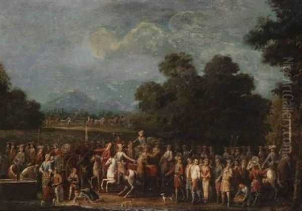 Un Cortege Militaire Dans La Campagne Oil Painting by Louis Nicolas van Blarenberghe