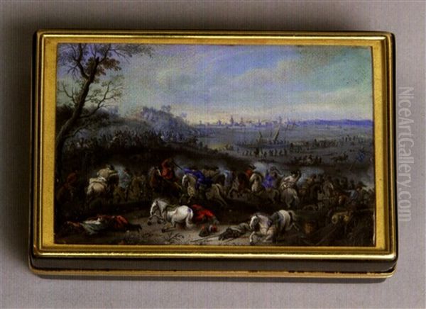 Choc De Cavalerie Sur Fond Paysage Oil Painting by Louis Nicolas van Blarenberghe