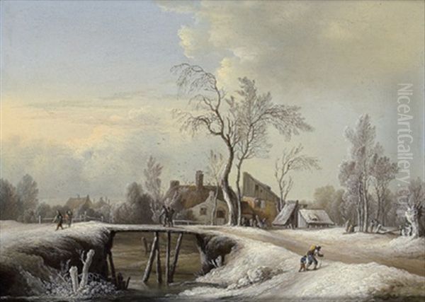 Winterlandschaft Mit Reisenden Oil Painting by Louis Nicolas van Blarenberghe