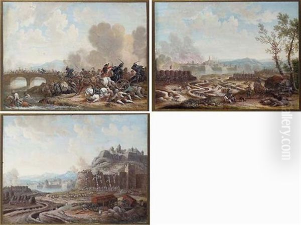 A Military Encampment Oil Painting by Louis Nicolas van Blarenberghe