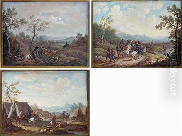 An Encampment With Soldiers Playing Dice Oil Painting by Louis Nicolas van Blarenberghe