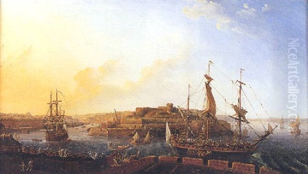 L'arsenal Et Le Chateau De Brest Vus De Recouvrance Oil Painting by Louis Nicolas van Blarenberghe