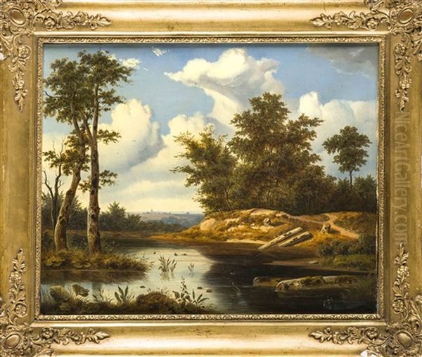 Eine Naturalistische Landschaft Bei Munchen Oil Painting by Arthur Blaschnik