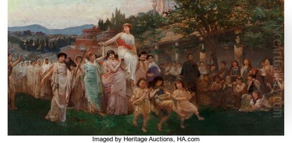 A Roman Wedding Procession Oil Painting by Edwin Howland Blashfield