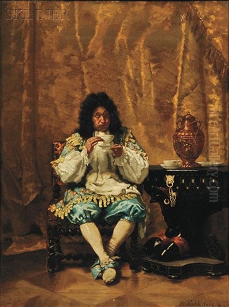 A Bullfighter And Tea Time (2 Works) Oil Painting by Edwin Howland Blashfield