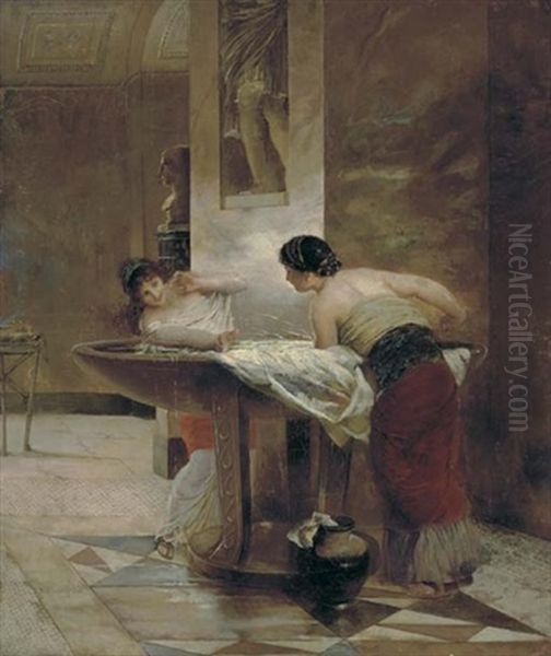 Splashing Maidens Oil Painting by Edwin Howland Blashfield