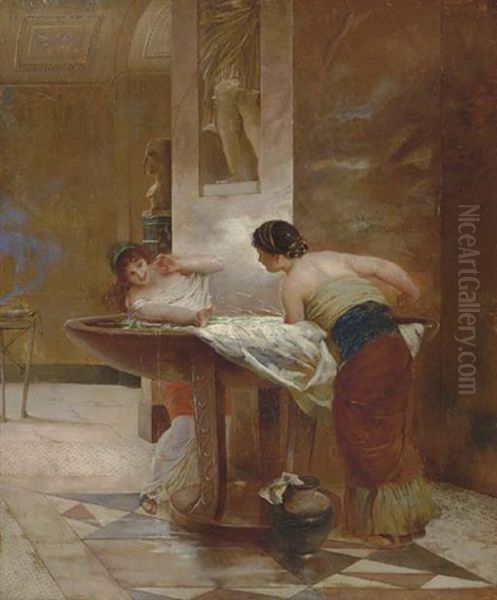 Splashing Maidens Oil Painting by Edwin Howland Blashfield