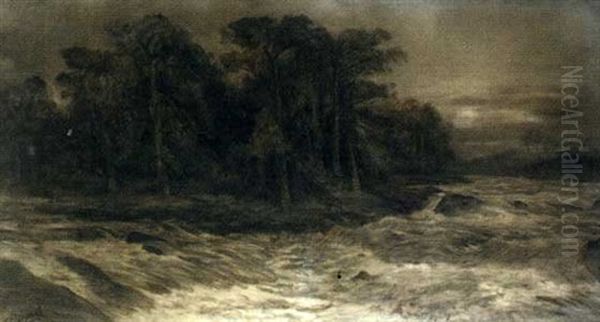 A River In Full Spate Oil Painting by Charles Blatherwick