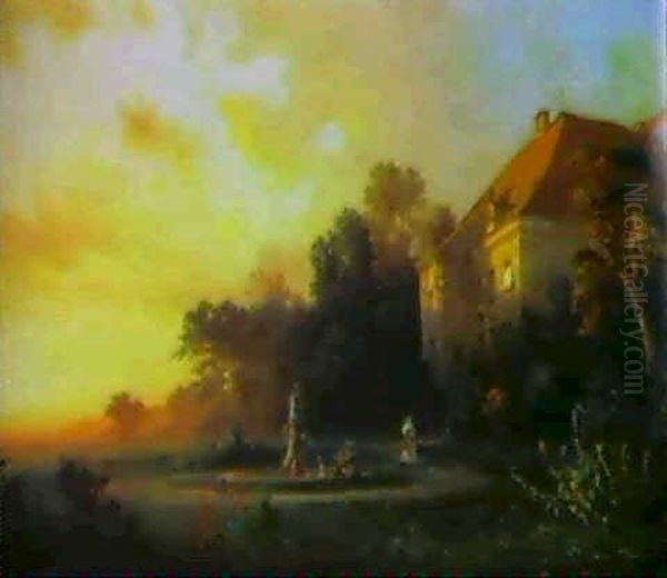 Stimmungsvolle Parklandschaft Oil Painting by Theodor Blaetterbauer