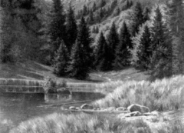 Stiller See In Einem Alpental Oil Painting by Samuel Albert Blau