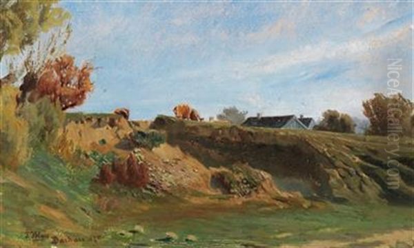 Summer Landscape In Dachau Oil Painting by Tina Blau-Lang