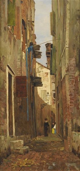 Street In Italy Oil Painting by Tina Blau-Lang