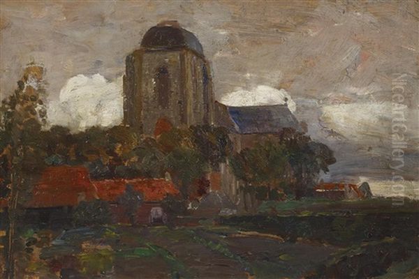 Grose Kirche In Veere Oil Painting by Tina Blau-Lang