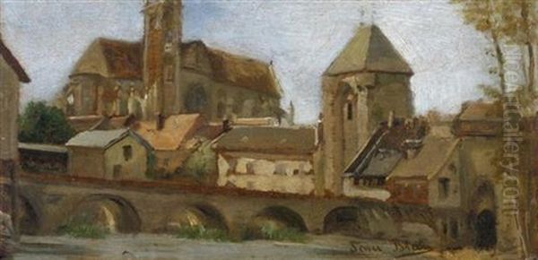 Blick Auf Moret Sur Loigne Oil Painting by Tina Blau-Lang