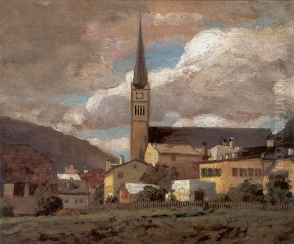 Blick Auf Die Kirche Von Bad Hofgastein Oil Painting by Tina Blau-Lang