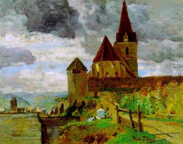 Weissenkirchen In Der Wachau Oil Painting by Tina Blau-Lang