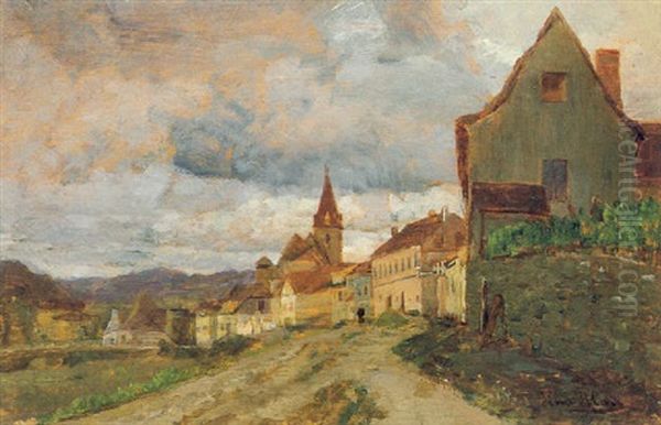 Blick Auf Weisenkirchen In Der Wachau Oil Painting by Tina Blau-Lang