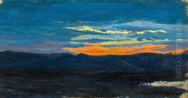 Landschaft Mit Sonnenuntergang by Carl Blechen